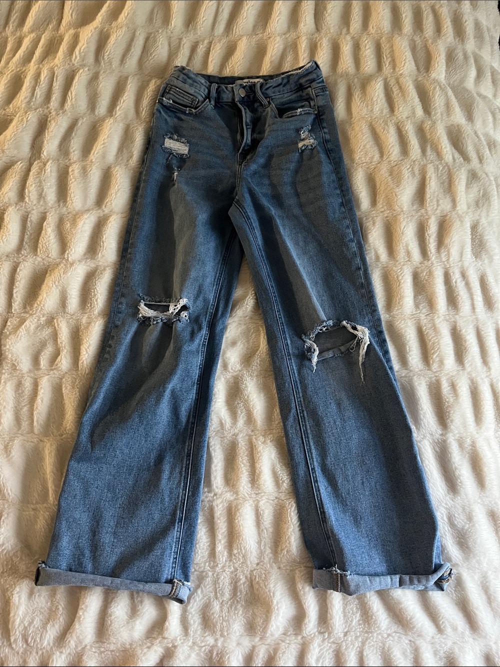 Dark Blue Distressed Boyfriend Jeans for Women